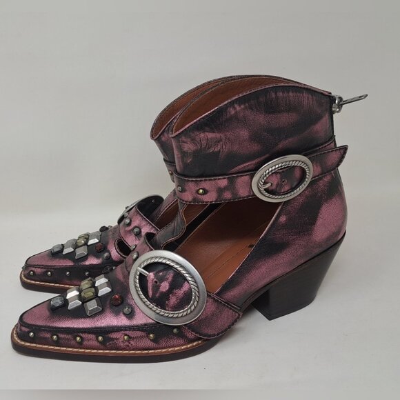 NEW Coach Womens Cut Out Western Creeper Boots Bootie Metallic Purple Size 7 'US - Picture 2 of 14